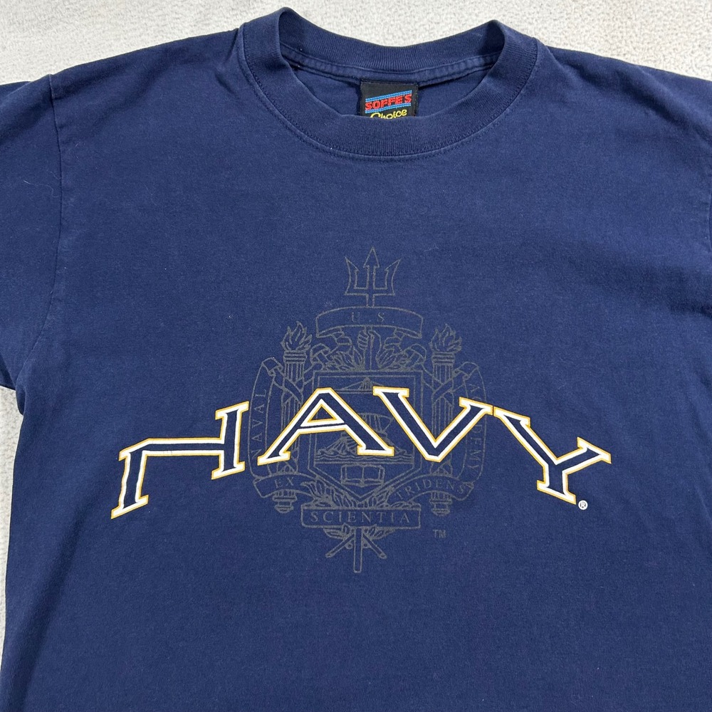 VTG Soffe US Naval Mens Medium Blue Navy Academy Crest Graphic Short‎ Sleeve - Picture 2 of 6
